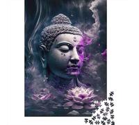 Buddha Statue Art 1000 Piece Paper Purple Buddha Side Face Jigsaw Puzzle for Teens Precise Cutting Minimal Dust Birthday Present Smooth Finish 38x26cm/1000pcs