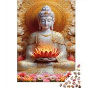 Buddha Statue Art 1000 Piece Recycled Jigsaw Puzzle for Adults Reusable Stress Relief Challenging Brain Teaser 52x38cm/1000pcs