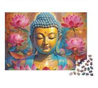 Buddha Statue Artwork 1000-Piece Colorful Buddha Sturdy Cardboard Bundle Adults Kids 12+ Brain Training Holiday Activity Christmas Idea 52x38cm/1000pcs