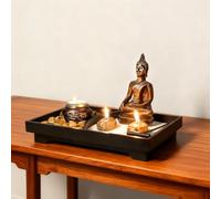 Buddha Statue Candlestick Holders Style Retro Incense Burner Tea Light Zen Statue Suitable for Meditation Feng Shui and Home Festival Decor Bring Good Luck