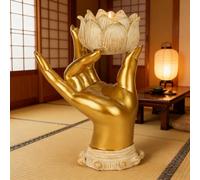 Buddha Statue Candlestick Holders Style Retro Incense Burner Tea Light Zen Statue Suitable for Meditation Feng Shui and Home Festival Decor Bring Good Luck