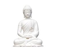 Buddha Statue Ceramic Ornaments White Porcelain Buddha Statue Living Room Entrance Decorations Chinese Buddha Statue Home Desktop Decorations Feng Shui Decoration (Color : Gold)