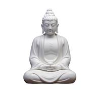 Buddha Statue Ceramic Ornaments White Porcelain Buddha Statue Living Room Entrance Decorations Chinese Buddha Statue Home Desktop Decorations Feng Shui Decoration (Color : Gold)