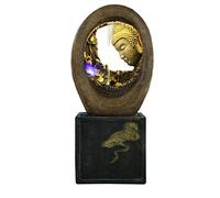 Buddha Statue Chinese Buddha Flowing Water Ornaments Living Room Floor Fountain Office Zen Home Decorations Buddha Statue Feng Shui Decoration (Color : Grey)