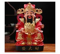 Buddha Statue Chinese New Year Gift God of Fortune Home Decoration Attract Wealth and Good Luck Feng Shui Gift Resin God of Wealth Statues Buddha garden (Size : Medium) good