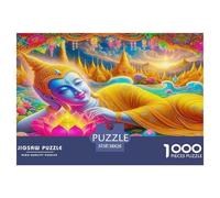 Buddha-Statue Colourful Reclining Buddha by Lotus in Vibrant Scene 1000 Pcs Jigsaws Adults Beautifully Illustrated Birthday Present 38x26cm/1000pcs