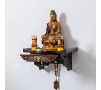 Buddha Statue Display Cabinet, Wall Mount Altar with Telescopic Pull Plate, Ideal for Small Spaces, Stylish Home Decor, Space-Saving Design for Buddha Figurines