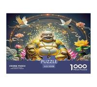Buddha-Statue Fun And Challenging Family Game 1000 Pieces Puzzle -Laughing Buddha Cranes Abundance Peaceful for Adults Kids Great Gift Idea52x38cm/1000pcs