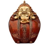 Buddha Statue God of Wealth Brass Laughing Buddha Holding Ingot Statue Chinese New Year Gift Attract Wealth Feng Shui Ornament Home Office Decorative Buddha garden (Size : X-Small) good