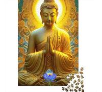 Buddha Statue Gold 1000 Pc Thickened Paper Jigsaw Puzzle Adults Relaxation Hobby Engaging Brain Teaser 38x26cm/1000pcs