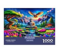 Buddha-Statue Great Gift Idea 1000 Pc Adult Jigsaws - Buddha Forest Stream Vibrant Enchanted Impossible Hard Challenging Game for Wall Decoration70x50cm/1000pcs