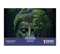 Buddha Statue Head Jigsaw Puzzle for Adults 1000 Piece Jigsaw Puzzle Paper Material Forest Nature Relaxation Gift Home Decor 70x50cm/1000pcs
