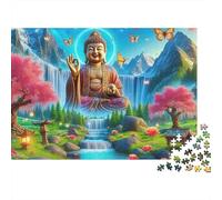Buddha-Statue Jigsaw Puzzle Buddha Statue 1000 Pieces Eco-friendly Paper 100% Recycled for Couples Logic Skill Gift 52x38cm/1000pcs