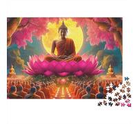 Buddha-Statue Jigsaw Puzzle Enlightened Buddha Glow 1000 Piece Premium Thick Cardboard Stress Relief Indoor Entertainment for Adults Beginners Enthusiasts 52x38cm/1000pcs