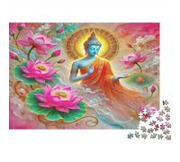 Buddha-Statue Jigsaw Puzzle for Adults: Buddha with Pink Lotus Flowers Fun Present & Activity for Home Wall Decor 70x50cm/1000pcs