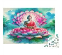 Buddha-Statue Jigsaw Puzzles Puzzle for Adults Kids. 1000 Piece Lotus Throne Impossible Challenge Toy Educational Game Home Decoration for Educational Games Gifts 1000pcs (75x50cm)