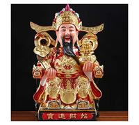 Buddha Statue Large Size Feng Shui God of Wealth Statue-Resin God of Wealth Decoration for Luck & Wealth Perfect for Your Home Or Office Buddha garden (Color : Gold) good