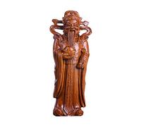 Buddha Statue Mahogany God of Wealth Statue-Feng Shui Decoration God of Fortune Buddha Statue Craft Sculpt Unique and Beautiful Chinese New Year Gift Buddha garden good