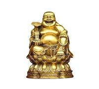 Buddha Statue,Meditation Decoration Brass Maitreya Buddha Statue,Lotus Laughing Buddha Crafts Ornaments Home Decoration Statue Buddhist Decor