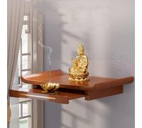 Buddha Statue Offering Table, Wall-Mounted Personal Altar, Wooden Shelf Display Stand for Buddha Sculpture