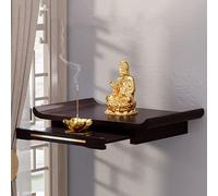 Buddha Statue Offering Table, Wall-Mounted Personal Altar, Wooden Shelf Display Stand for Buddha Sculpture