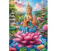 Buddha Statue on A Lotus Flower 300 Piece Pack Classic Jigsaw Puzzle Wildlife Pet Couple Puzzle Partners Ultra Difficult Wall Decor Easter New Year Cardboard 300 PCS