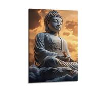 Buddha Statue On Clouds At Sunset Wall Art, Serene Decor For Home And Meditation Room Artistic Wall Mural Modern Hanging Decor Poster20x30inch(50x75cm)