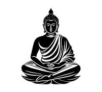 Buddha Statue on Silhouette Vinyl Wall Stickers 64x82.1cm Removable Without Leaving Glue Black