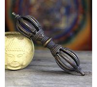 Buddha statue ornaments, Buddhism item,Vajra Phurba Pestle Exorcism Amulet, Powerful Vintage Tibetan Buddhism Dharma Ritual Vajra Dorje,Nine-pronged Phurba Pestle,Tantric Energy Device, Handmade in Ne