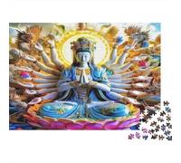 Buddha-Statue Puzzle for Adults Kids 1000 Pc Thousand-hand Guanyin in Ornate Setting Fun Present & Activity for Home 38x26cm/1000pcs