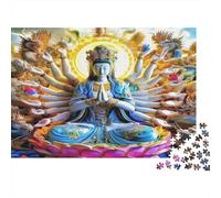 Buddha-Statue Puzzle for Adults Kids Recycled Paper Thousand-hand Guanyin in Ornate Setting 1000 Piece Fun Present & Activity for Home 52x38cm/1000pcs
