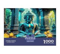 Buddha-Statue Puzzle Game Gifts for Men Women 1000 Piece - Buddha Statue Temple Ruins Ancient Mystical The Whole Family Activity for Home Wall Decor70x50cm/1000pcs