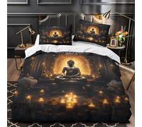 Buddha Statue Quilt Cover 3D Design Printed Super Soft 3 Pcs Bedding Set Zipper meditative Ambiance Duvet Cover Ultra Soft Anti-allergic for Kids Adults Women Teens Youth Boys Super king（260x220cm）