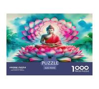 Buddha-Statue Recycled Paper 1000 Piece Jigsaw Meditating Buddha Giant Lotus Clouds Peaceful Puzzle - for Adults Educational Game Decompression Wall Decoration70x50cm/1000pcs