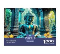 Buddha-Statue Recycled Paper Jigsaw Puzzles 1000 Pieces - Buddha Statue Temple Ruins Ancient Mystical Suitable for Wall Decompression Educational Game52x38cm/1000pcs