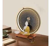 Buddha Statue - Shakyamuni Seated Indoor Backflow Incense Burner with Light Ring, Ceramic Meditation Decoration for Home Office