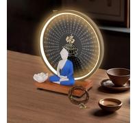 Buddha Statue - Shakyamuni Seated Indoor Backflow Incense Burner with Light Ring, Ceramic Meditation Decoration for Home Office
