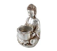 Buddha Statue Tea Light Holder | Resin Candlestick Votive Candle - Meditation Candle Praying Buddha Decor for Home Garden Patio Indoor Outdoor Zorq