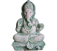 Buddha Statue,Thai Buddha Statue Decoration, Ganesha Sand Sculpture Stone Carving Crafts Living Room Bookcase Lucky Elephant Wealth God Buddha Statue 18 * 27Cm