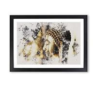 Buddha Statue Vol.5 Watercolour Framed Print | A2 Black Framed Wall Art | Ready to Hang | Modern Religious Picture | Living Room Bedroom Lounge Office