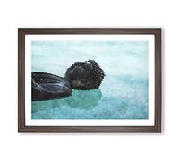 Buddha Statue Vol.9 Painting Framed Print | A2 Walnut Framed Wall Art | Ready to Hang | Modern Religious Picture | Living Room Bedroom Lounge Office