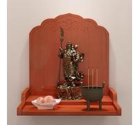 Buddha Statue Wall-Mounted Shrine, Bamboo Prayer Niche for Incense, Decorative Altar Shelf, 36cm x 30cm x 30cm