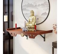 Buddha Statue Wall-Mounted Wooden Shrine,Space-Saving Altar for Home Decor,Small Buddhist Altar Table