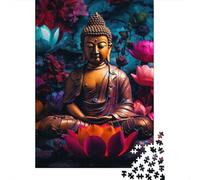 Buddha Statue Wooden Jigsaw Puzzles 1000 Pieces Jigsaw Creative Rectangular Large Family Puzzle Game Artwork for Adults Teens 1000pcs (75x50cm)