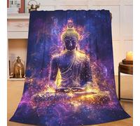 Buddha Statues Blanket Buddha Zen Throw Blanket Purple Flannel Stuff Merch Cozy Decor Fleece Plush Fuzzy Warm Soft Lightweight Bedding Gifts for Lover Girls Women Men Boy Couch Sofa 50"X40"