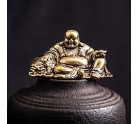 Buddha Statues for Home Decor Mini Buddha Figurine Pure Copper Smiling Big Belly Maitreya Buddha Small Statue Feng Shui Ornament Home Decoration Craft Accessory Lucky Brass Figure Buddha Statue