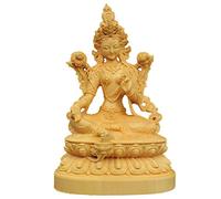 Buddha Statues for Home, Tibetan Buddhist Green Tara Boxwood Figurine Mother Goddess Sculptures Ornaments, Religious Decoration,Yellow