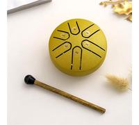 Buddha Stones Mini Steel Tongue Drum,3 Inch 6 Note Sound Healing Drum Kit,Handpan Drum Kit with Drumstick, Percussion Handpan Drum Kit for Meditation Entertainment Musical Education (Golden)