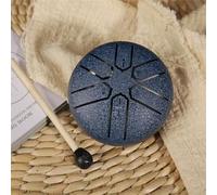 Buddha Stones Mini Steel Tongue Drum, 3 Inch 6 Note Sound Healing Drum Kit, Mini Handpan Drum for Meditation Entertainment Musical Education (Navy blue)