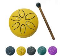 Buddha Stones Mini Steel Tongue Drum,3 Inch Sound Healing Drum Kit, 2024 Newest Mini Handpan Drum,6 Note Worry Free Drum,Steel Drum Instrument, Healing Stones /0 (Color : Gold, Size : Leaf style)